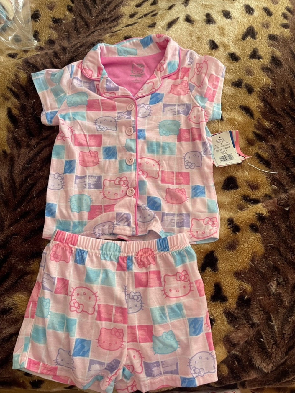 Hello Kitty Pink Blue Purple Short Pajama Set for Kids